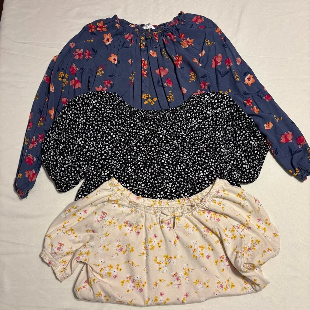 Three Floral tops Carters, Cat and Jack, and Oshkosh B’gosh